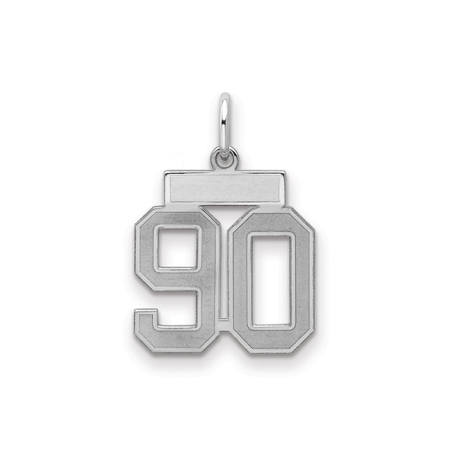 Small Satin Number 90 Charm Pendant in Real 925 Sterling Silver