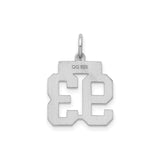 Small Satin Number 93 Charm Pendant in Real 925 Sterling Silver