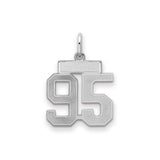 Small Satin Number 95 Charm Pendant in Real 925 Sterling Silver