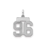 Small Satin Number 96 Charm Pendant in Real 925 Sterling Silver