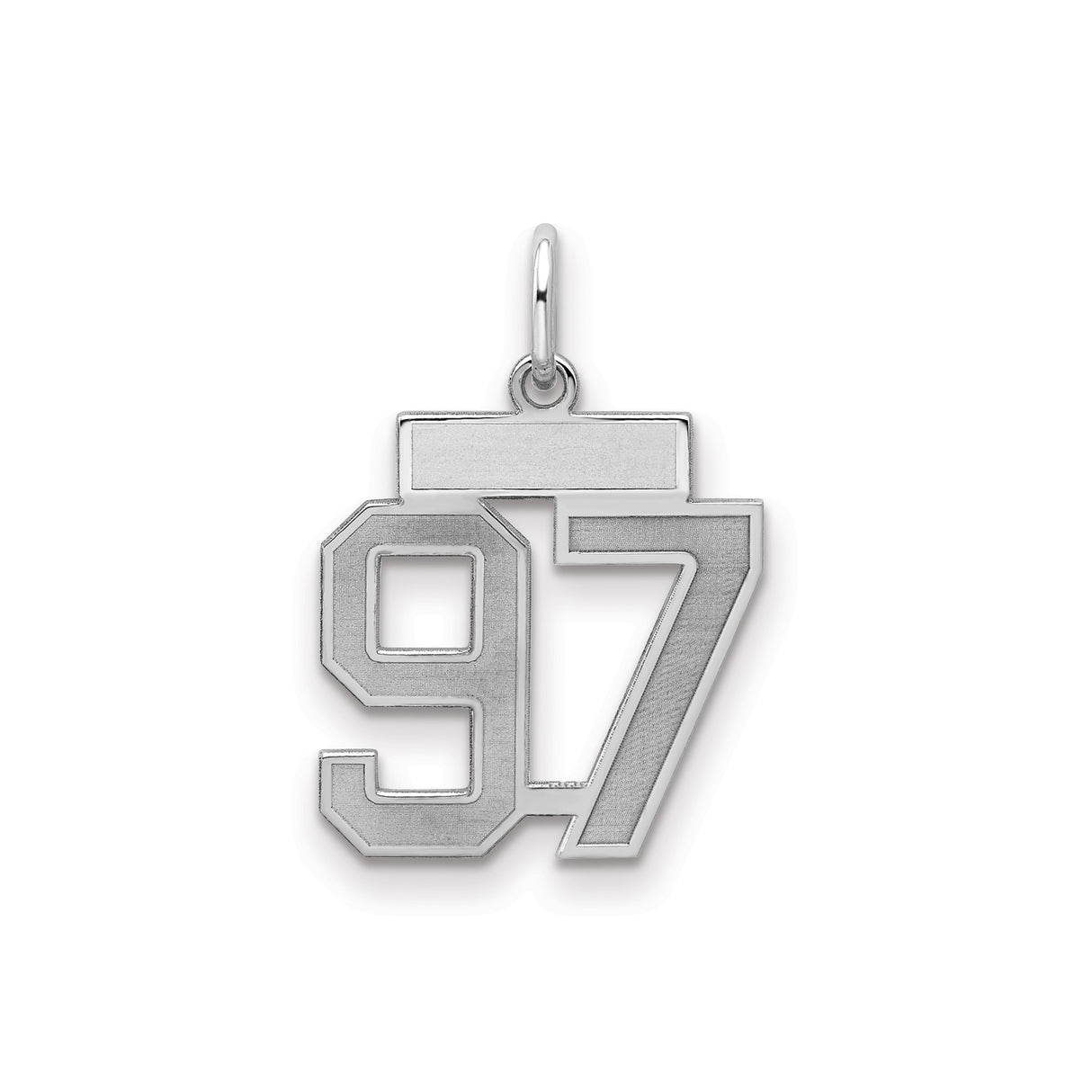 Small Satin Number 97 Charm Pendant in Real 925 Sterling Silver