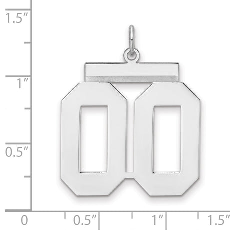 Polished Number 00 Charm Pendant in Real 925 Sterling Silver