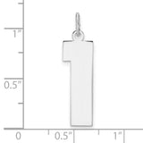 Sterling Silver Number 1 Pendant, Polished Minimalist Charm for Men and Women