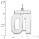 Polished Number 01 Charm Pendant in Real 925 Sterling Silver