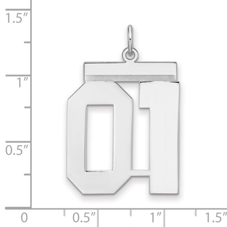 Polished Number 01 Charm Pendant in Real 925 Sterling Silver