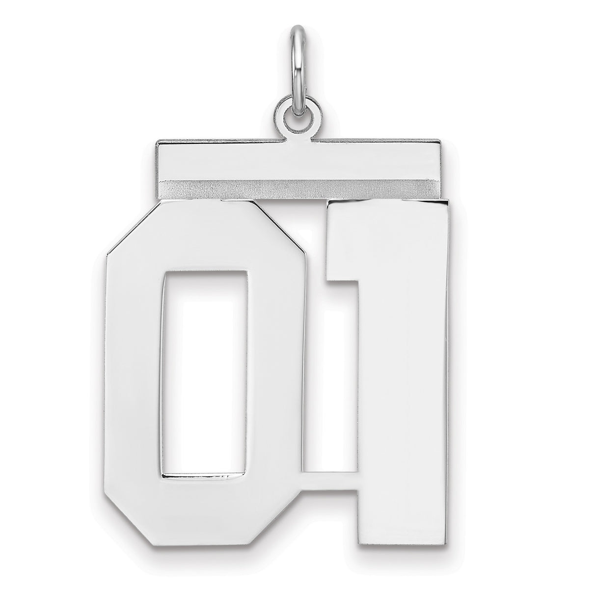 Polished Number 01 Charm Pendant in Real 925 Sterling Silver