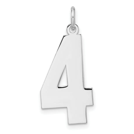 Sterling Silver Number 4 Pendant Charm, Polished Minimalist Numeric Design