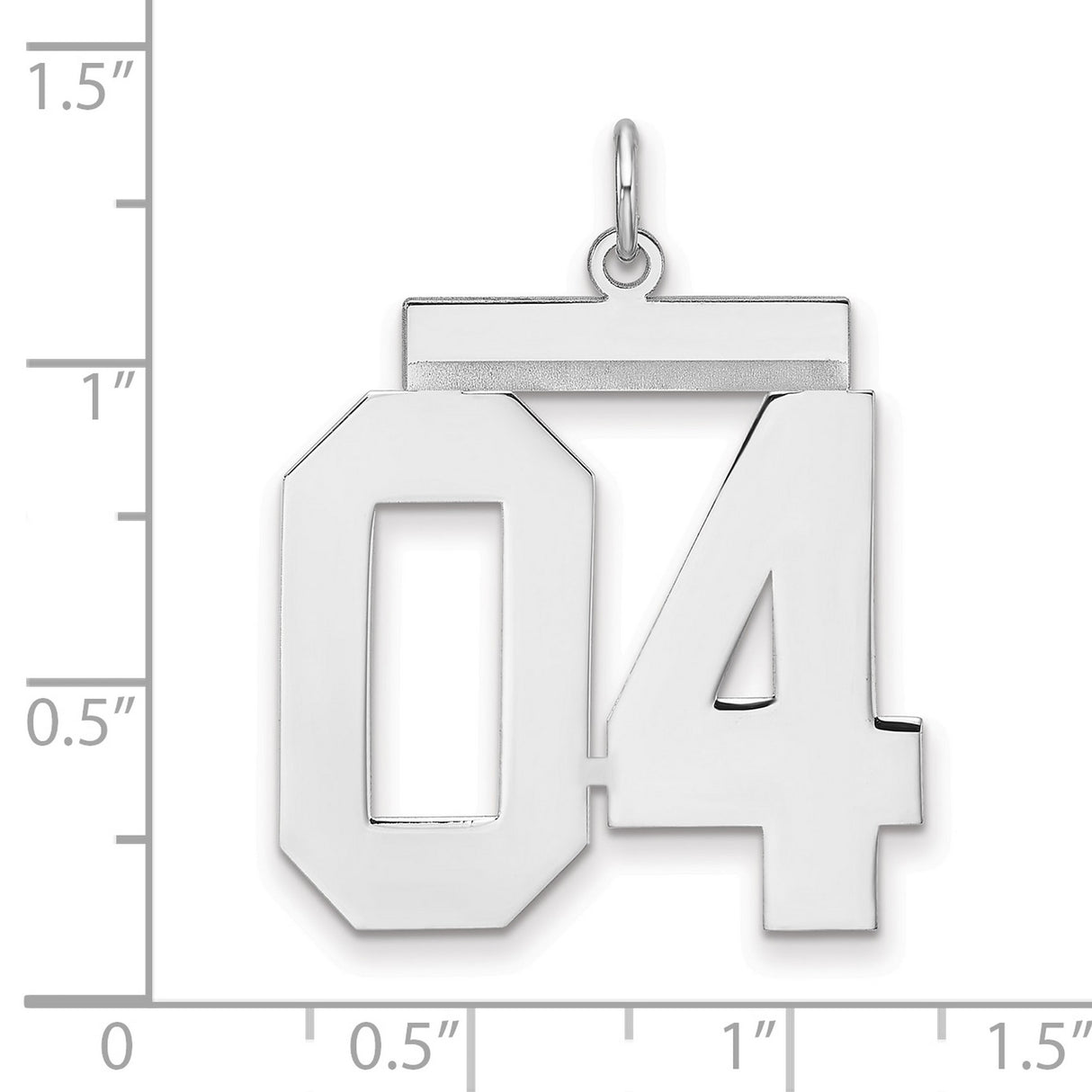 Polished Number 04 Charm Pendant in Real 925 Sterling Silver