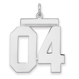 Polished Number 04 Charm Pendant in Real 925 Sterling Silver