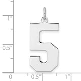 Sterling Silver Number 5 Pendant Charm in Bold Block Style, Unisex Numeric Jewelry