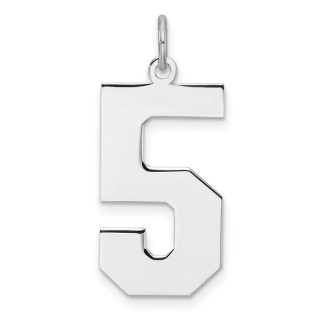 Sterling Silver Number 5 Pendant Charm in Bold Block Style, Unisex Numeric Jewelry