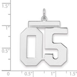 Polished Number 05 Charm Pendant in Real 925 Sterling Silver