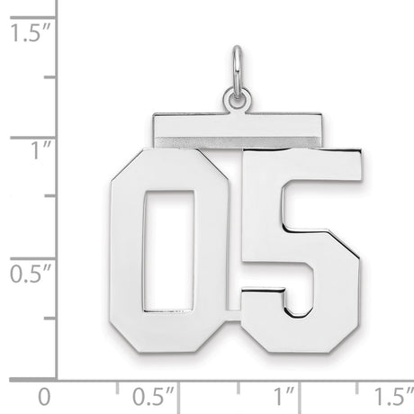 Polished Number 05 Charm Pendant in Real 925 Sterling Silver