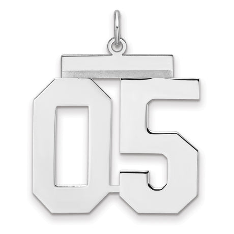 Polished Number 05 Charm Pendant in Real 925 Sterling Silver