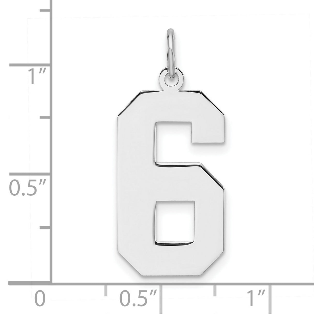 Sterling Silver Number 6 Pendant Charm, Bold Block Design, Unisex Numeric Jewelry