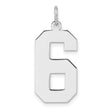 Sterling Silver Number 6 Pendant Charm, Bold Block Design, Unisex Numeric Jewelry