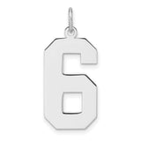 Sterling Silver Number 6 Pendant Charm, Bold Block Design, Unisex Numeric Jewelry