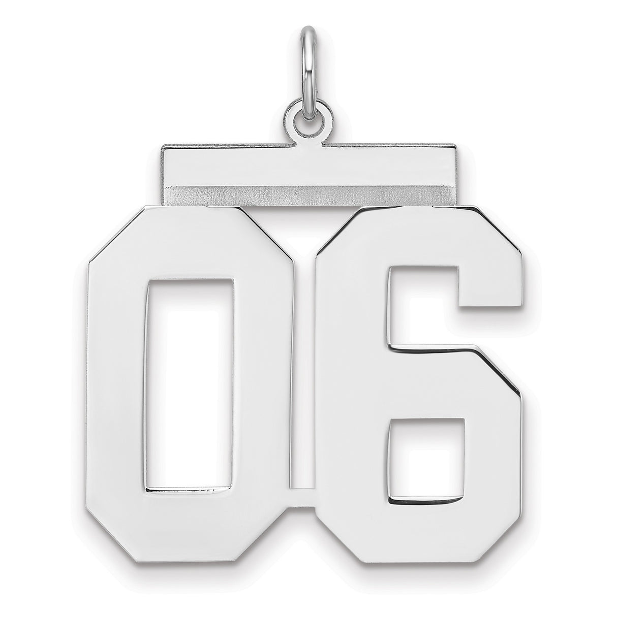 Polished Number 06 Charm Pendant in Real 925 Sterling Silver
