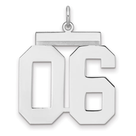 Polished Number 06 Charm Pendant in Real 925 Sterling Silver
