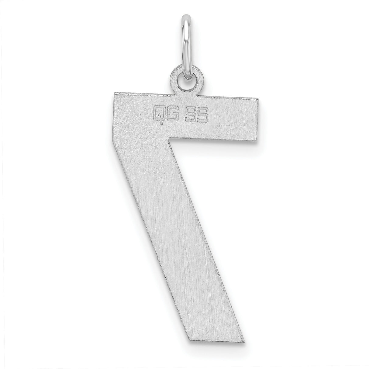 Sterling Silver Number 7 Pendant Charm, Polished Lucky Seven Unisex Jewelry