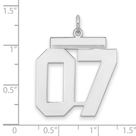 Polished Number 07 Charm Pendant in Real 925 Sterling Silver
