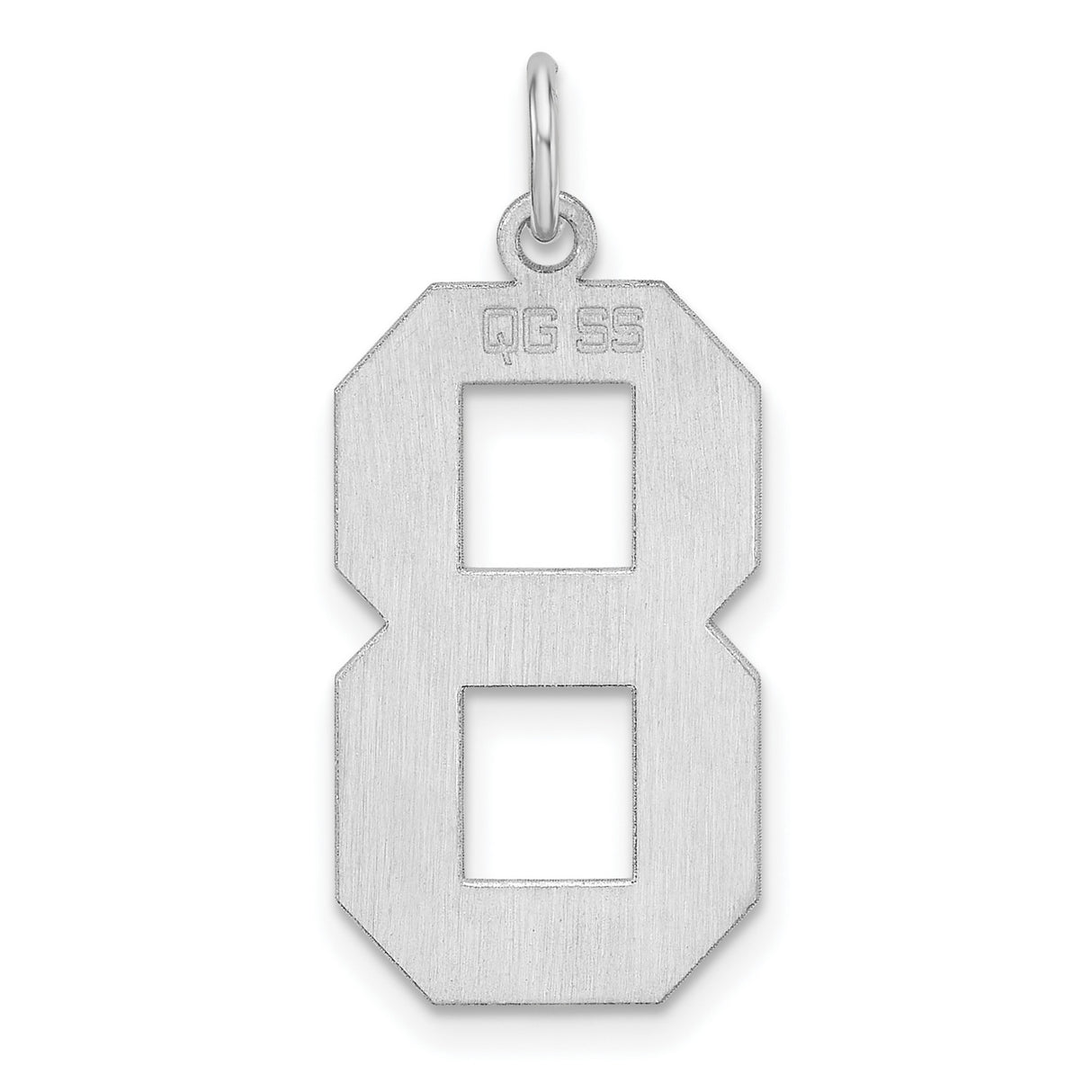 Sterling Silver Number 8 Pendant Charm, Bold Block Font, Lucky Eight Infinity Symbol