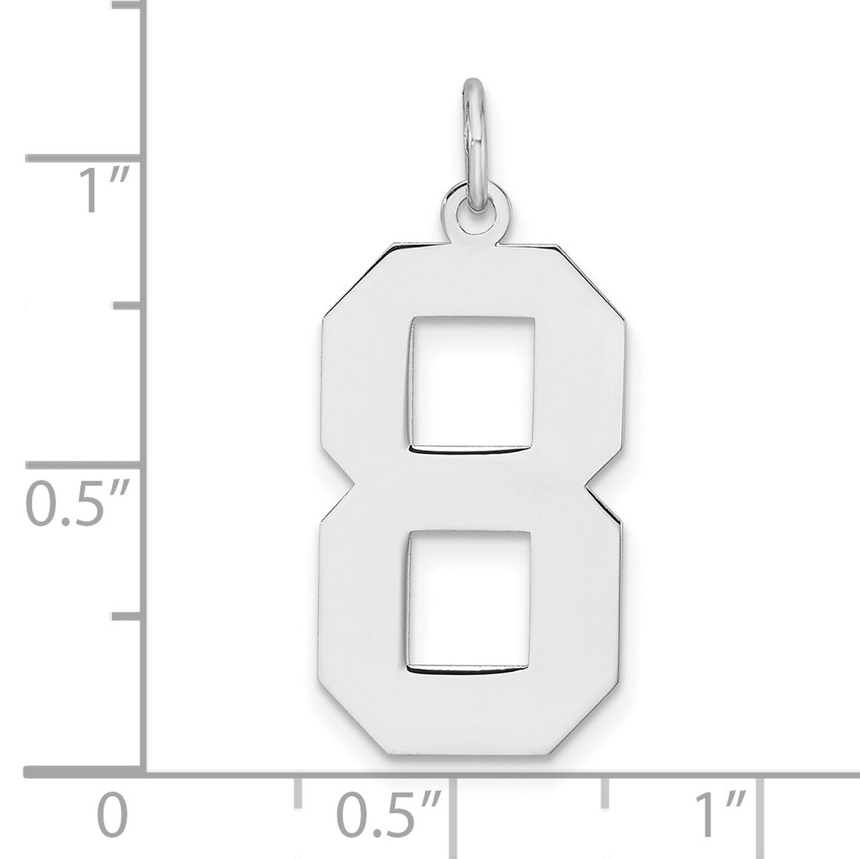 Sterling Silver Number 8 Pendant Charm, Bold Block Font, Lucky Eight Infinity Symbol