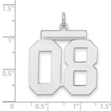 Polished Number 08 Charm Pendant in Real 925 Sterling Silver