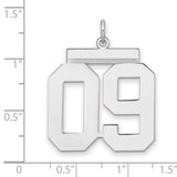 Polished Number 09 Charm Pendant in Real 925 Sterling Silver