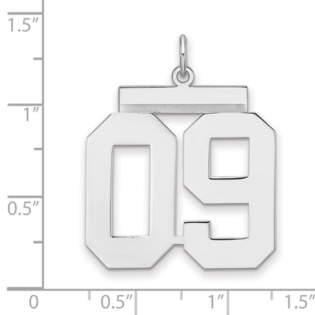 Polished Number 09 Charm Pendant in Real 925 Sterling Silver