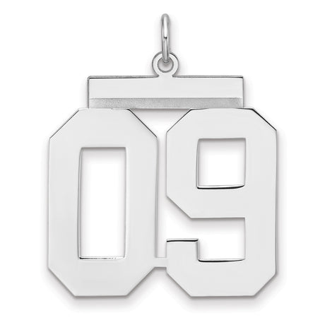 Polished Number 09 Charm Pendant in Real 925 Sterling Silver