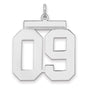 Polished Number 09 Charm Pendant in Real 925 Sterling Silver