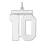 Polished Number 10 Charm Pendant in Real 925 Sterling Silver