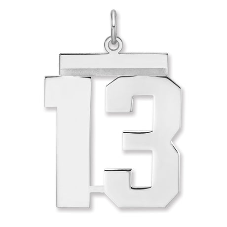 Polished Number 13 Charm Pendant in Real 925 Sterling Silver