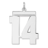 Polished Number 14 Charm Pendant in Real 925 Sterling Silver
