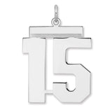 Polished Number 15 Charm Pendant in Real 925 Sterling Silver