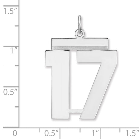 Polished Number 17 Charm Pendant in Real 925 Sterling Silver