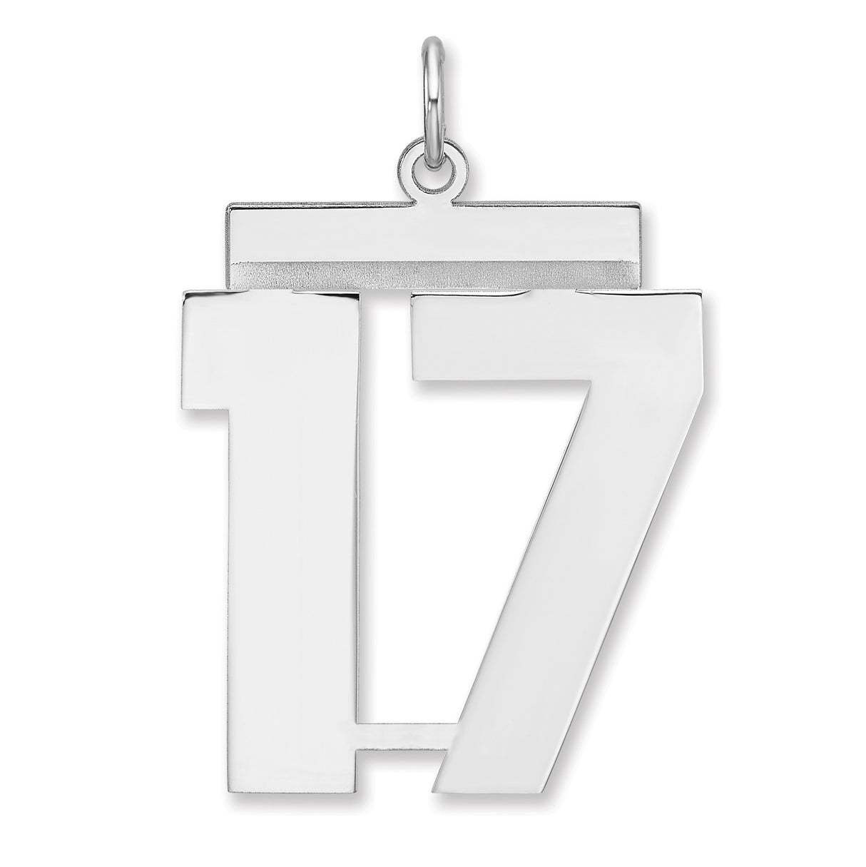 Polished Number 17 Charm Pendant in Real 925 Sterling Silver