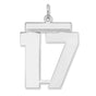 Polished Number 17 Charm Pendant in Real 925 Sterling Silver