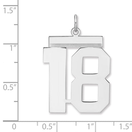 Polished Number 18 Charm Pendant in Real 925 Sterling Silver