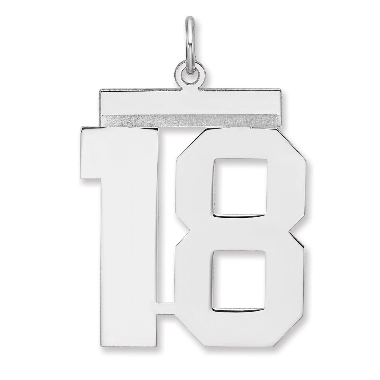 Polished Number 18 Charm Pendant in Real 925 Sterling Silver