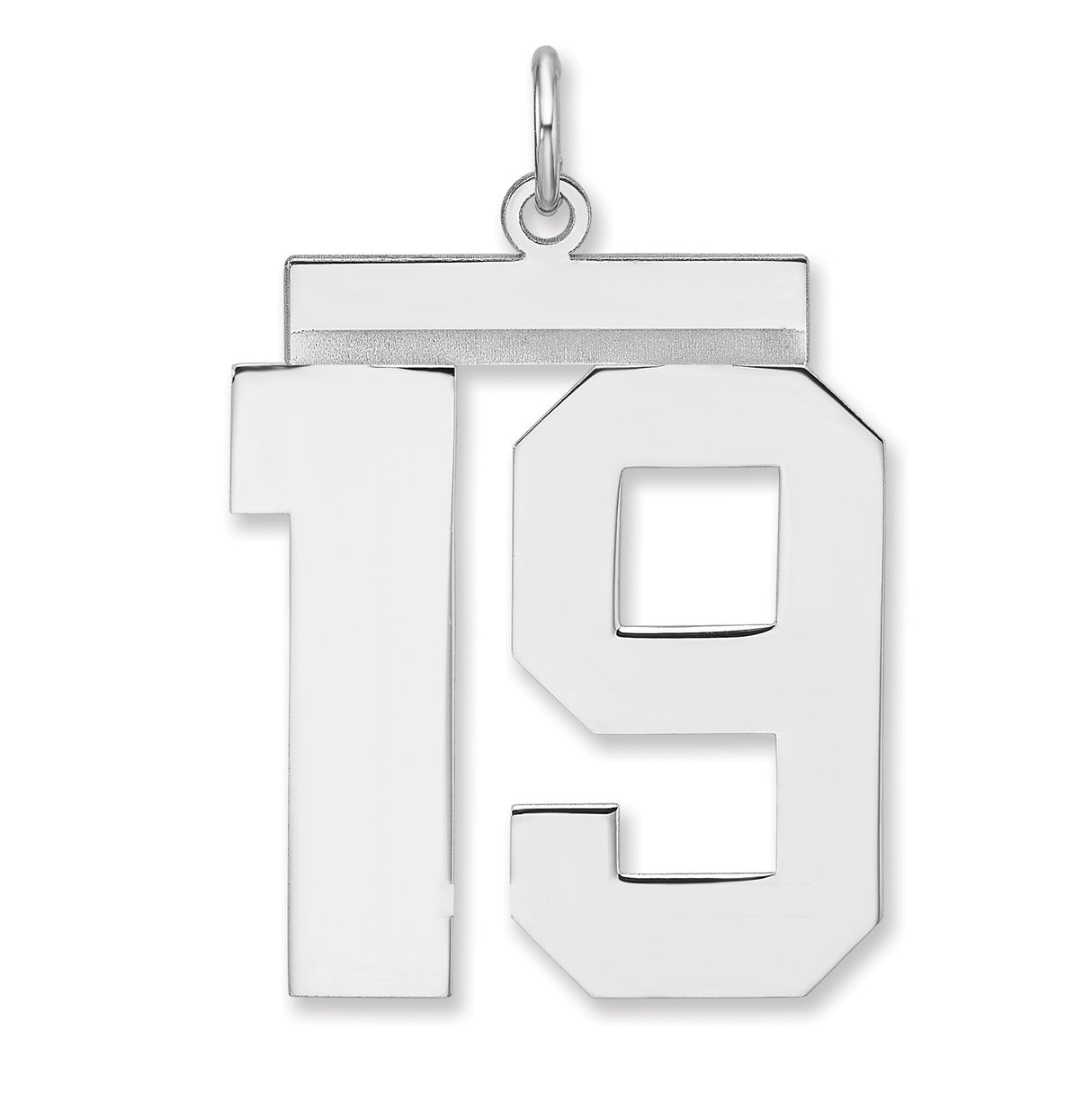Polished Number 19 Charm Pendant in Real 925 Sterling Silver