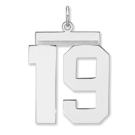 Polished Number 19 Charm Pendant in Real 925 Sterling Silver