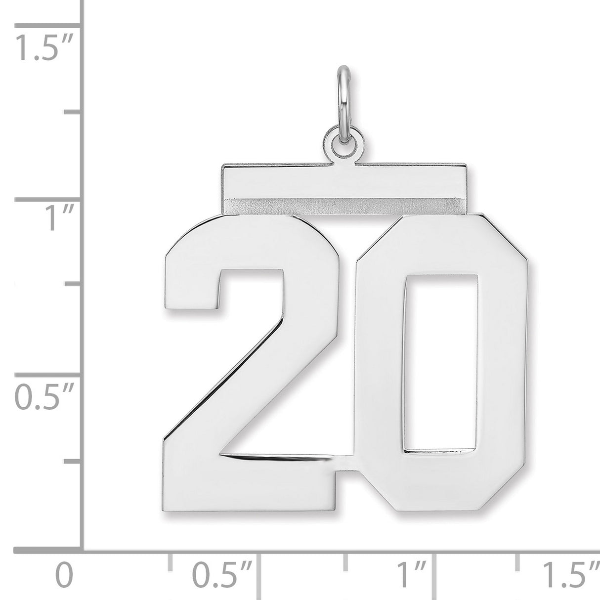 Polished Number 20 Charm Pendant in Real 925 Sterling Silver