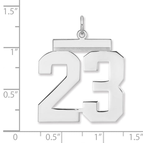 Polished Number 23 Charm Pendant in Real 925 Sterling Silver