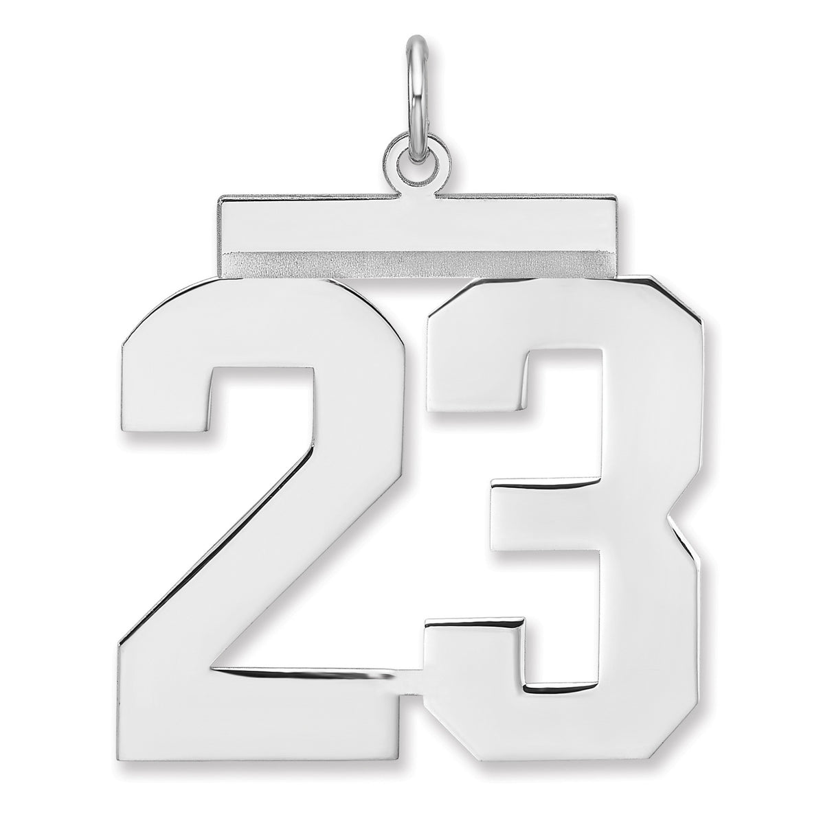 Polished Number 23 Charm Pendant in Real 925 Sterling Silver