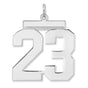 Polished Number 23 Charm Pendant in Real 925 Sterling Silver