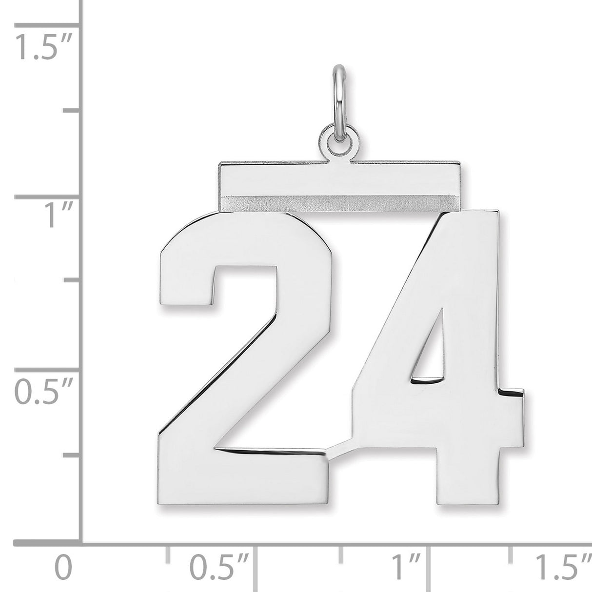 Polished Number 24 Charm Pendant in Real 925 Sterling Silver