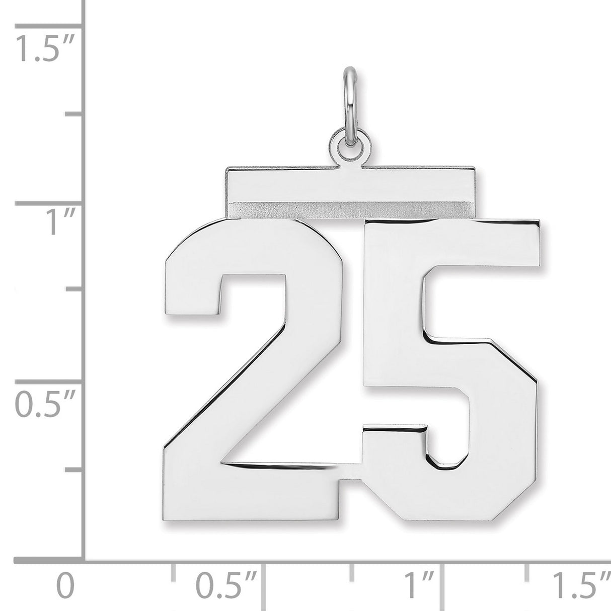 Polished Number 25 Charm Pendant in Real 925 Sterling Silver