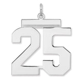 Polished Number 25 Charm Pendant in Real 925 Sterling Silver